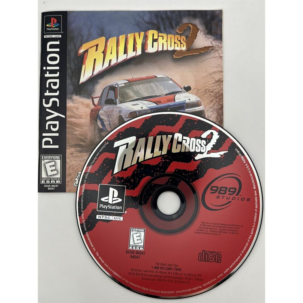 Rally Cross 2 Sony PlayStation PS1 Disc Manual Reg Card Tested Works